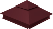 Колпак на столб двойной 390х390мм 0,45 PE с пленкой RAL 3005 красное вино Центр Кровли