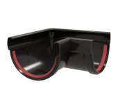 Угол желоба 90 град. Дизайн 135 ПВХ Grand Line черный (RAL 9005) Центр Кровли