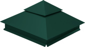 Колпак на столб двойной 390х390мм 0,45 PE с пленкой RAL 6005 зеленый мох Центр Кровли