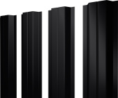 Штакетник П-образный A с прямым резом Grand Line 0,5 Velur RAL 9005 черный Центр Кровли