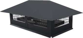 фото Дымник на трубу с сеткой 520х390мм 0,5 PurPro матовый RAL 7024 мокрый асфальт Центр Кровли картинка Дымник на трубу с сеткой 520х390мм 0,5 PurPro матовый RAL 7024 мокрый асфальт Центр Кровли