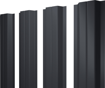 картинка Штакетник П-образный A с прямым резом Grand Line 0,5 Velur RAL 7024 мокрый асфальт Центр Кровли