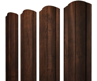 картинка Штакетник Круглый фигурный 0,45 Print-Double Premium Cherry Wood Dark F Центр Кровли