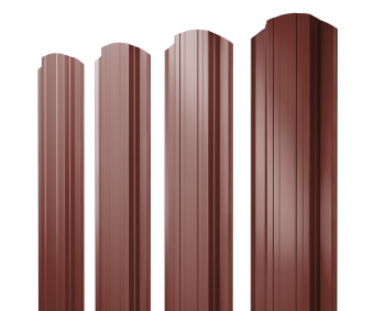 картинка Штакетник Прямоугольный фигурный Grand Line 0,5 Сатин RAL 3009 оксидно-красный Центр Кровли