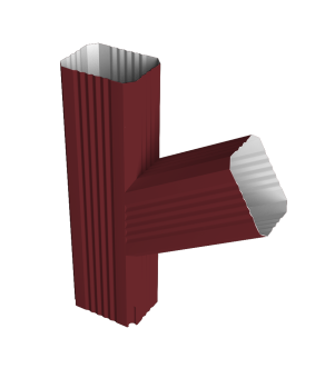 картинка Тройник прямоугольный правый Vortex Lite PE RAL 3005 красное вино Центр Кровли