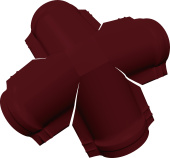 Четверник конька малого полукруглого Grand Line 0,5 Сатин матовый ТХ с пленкой RAL 3005 красное вино Центр Кровли