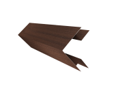 Планка угла внешнего сложного Экобрус Grand Line 0,45 Print Elite с пленкой Choco Wood TwinColor (2м) Центр Кровли