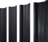 Штакетник П-образный B с прямым резом Grand Line 0,5 PurLite Matt RAL 7024 мокрый асфальт Центр Кровли