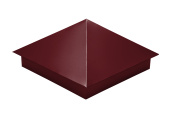 Колпак на столб 390х390мм 0,5 Satin с пленкой RAL 3005 красное вино Центр Кровли