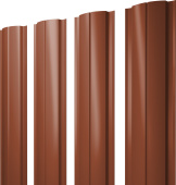 Штакетник Полукруглый Slim с прямым резом Grand Line 0,45 Drap TX RAL 8004 терракота Центр Кровли