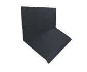 Планка примыкание верхнее к стене фальц 150х130х20 0,5 Atlas X с пленкой RAL 7024 мокрый асфальт (3м) Центр Кровли