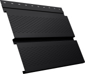 Софит металлический Квадро Брус v01 Grand Line с перфорацией 0,45 Drap-double TX с пленкой RAL 9005 черный Центр Кровли