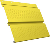 Софит металлический Квадро Брус v01 Grand Line с перфорацией 0,45 PE с пленкой RAL 1018 цинково-желтый Центр Кровли