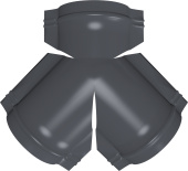 Тройник Y конька полукруглого Grand Line 0,5 Velur с пленкой RAL 7024 мокрый асфальт Центр Кровли