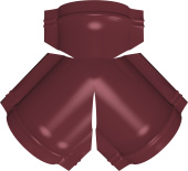 Тройник Y конька полукруглого Grand Line 0,5 Сатин матовый ТХ с пленкой RAL 3005 красное вино Центр Кровли