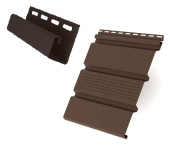 Комплект Софит Grand Line Classic частично перфорированный 1,5м коричневый (16шт) и Профиль J Grand Line Standart 1,5м коричневый (18шт) Центр Кровли