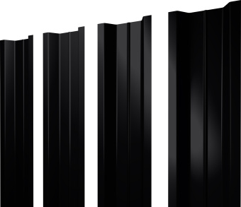 картинка Штакетник П-образный B с прямым резом Grand Line 0,5 PurPro Matt 275 RAL 9005 черный Центр Кровли