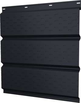 картинка Софит металлический Классик Grand Line полная перфорация 0,5 Satin с пленкой RAL 7024 мокрый асфальт Центр Кровли