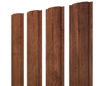 картинка Штакетник Полукруглый Slim с прямым резом 0,45 Print Premium Rowan Wood Intense FTC Центр Кровли