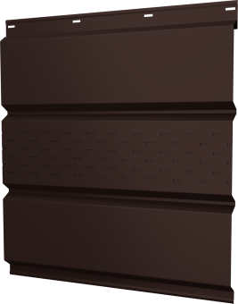 картинка Софит металлический Классик Grand Line центральная перфорация 0,5 Rooftop Бархат с пленкой RAL 8017 шоколад Центр Кровли