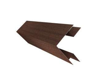 картинка Планка угла внешнего сложного Экобрус Grand Line 0,45 Print Elite с пленкой Choco Wood TwinColor (2м) Центр Кровли