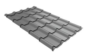 картинка Металлочерепица "Камея" ("Kamea") v01 0,5 Satin RAL 9006 бело-алюминиевый Центр Кровли