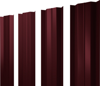 картинка Штакетник М-образный B с прямым резом Grand Line 0,4 PE RAL 3005 красное вино Центр Кровли