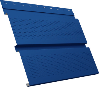 картинка Софит металлический Квадро Брус v01 Grand Line с перфорацией 0,5 Satin с пленкой RAL 5005 сигнальный синий Центр Кровли