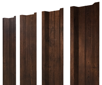 картинка Штакетник П-образный В с прямым резом 0,45 Print-Double Premium Cherry Wood Dark F Центр Кровли