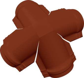 фото Четверник конька малого полукруглого Grand Line 0,5 Сатин матовый с пленкой RAL 8004 терракота Центр Кровли картинка Четверник конька малого полукруглого Grand Line 0,5 Сатин матовый с пленкой RAL 8004 терракота Центр Кровли