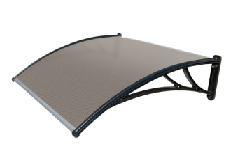 картинка Козырек Krovent из поликарбоната 1200х930х280 бронзовый (черный кронштейн) Центр Кровли