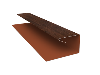 картинка Планка П-образная завершающая сложная (КД) 0,4 Print Premium Cherry Wood Dark FTC (3м) Центр Кровли