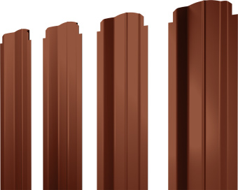 картинка Штакетник П-образный B фигурный Grand Line 0,45 Drap TR RAL 8004 терракота Центр Кровли