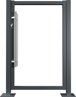 картинка Калитка Жалюзи Puma Lock 1,68х1 прямоугольный фланец 230х230 RAL 7024 электромеханический замок Полис 18 без заполнения тип А Центр Кровли