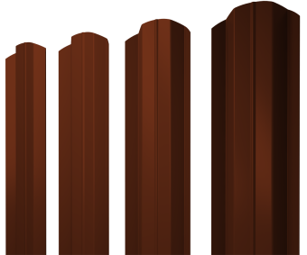 картинка Штакетник М-образный В фигурный 0,45 PE RAL 3009 оксидно-красный Центр Кровли