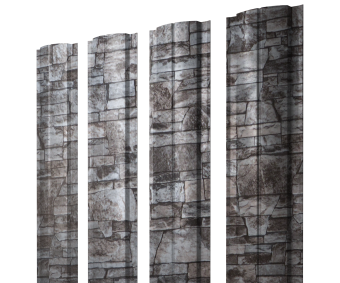 картинка Штакетник Полукруглый Slim с прямым резом 0,45 Print Elite Fine Stone TwinColor Центр Кровли