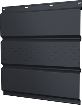 картинка Софит металлический Классик Grand Line центральная перфорация 0,5 Rooftop Бархат с пленкой RAL 7024 мокрый асфальт Центр Кровли