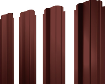 картинка Штакетник П-образный B фигурный Grand Line 0,5 Satin RAL 3009 оксидно-красный Центр Кровли