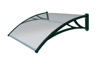 картинка Козырек Krovent из поликарбоната 1200х930х280 прозрачный (зеленый кронштейн) Центр Кровли