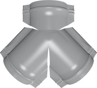 картинка Тройник Y конька полукруглого Grand Line 0,45 Drap с пленкой RAL 7004 сигнальный серый Центр Кровли