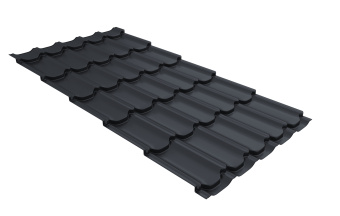 картинка Металлочерепица "Квинта плюс" ("Kvinta plus") 0,5 Satin Matt TX RAL 7024 мокрый асфальт Центр Кровли