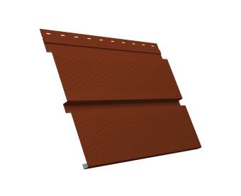 картинка Софит металлический Квадро Брус с перфорацией 0,45 PE с пленкой RAL 3009 оксидно-красный Центр Кровли