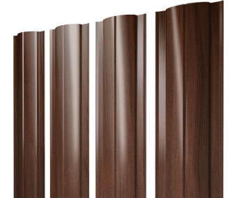 картинка Штакетник Круглый с прямым резом 0,45 Print Elite Choco Wood TwinColor Центр Кровли
