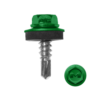 картинка Саморез по металлу Daxmer 5,5х19 (250шт) сверло №3 RAL 6037 Центр Кровли