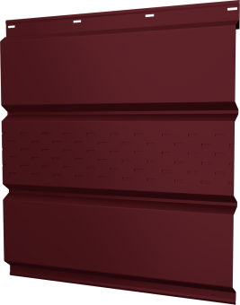 картинка Софит металлический Классик Grand Line центральная перфорация 0,45 Drap с пленкой RAL 3005 красное вино Центр Кровли