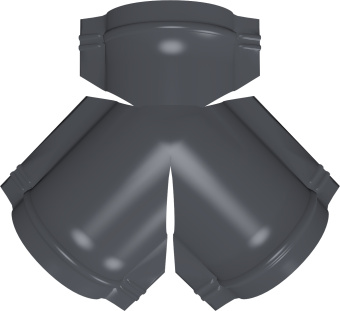 фото Тройник Y конька полукруглого Grand Line 0,45 Drap СТ с пленкой RAL 7024 мокрый асфальт Центр Кровли картинка Тройник Y конька полукруглого Grand Line 0,45 Drap СТ с пленкой RAL 7024 мокрый асфальт Центр Кровли