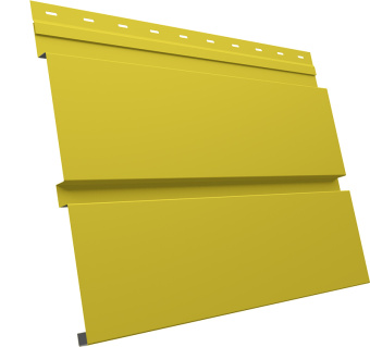 картинка Софит металлический Квадро Брус v01 Grand Line без перфорации 0,45 PE с пленкой RAL 1018 цинково-желтый Центр Кровли