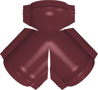 картинка Тройник Y конька полукруглого Grand Line 0,5 Сатин матовый с пленкой RAL 3005 красное вино Центр Кровли