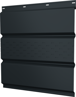 картинка Софит металлический Классик Grand Line центральная перфорация 0,5 Rooftop Бархат с пленкой RAL 7016 антрацитово-серый Центр Кровли