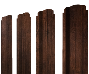 картинка Штакетник П-образный В фигурный 0,45 Print-Double Premium Cherry Wood Dark F Центр Кровли